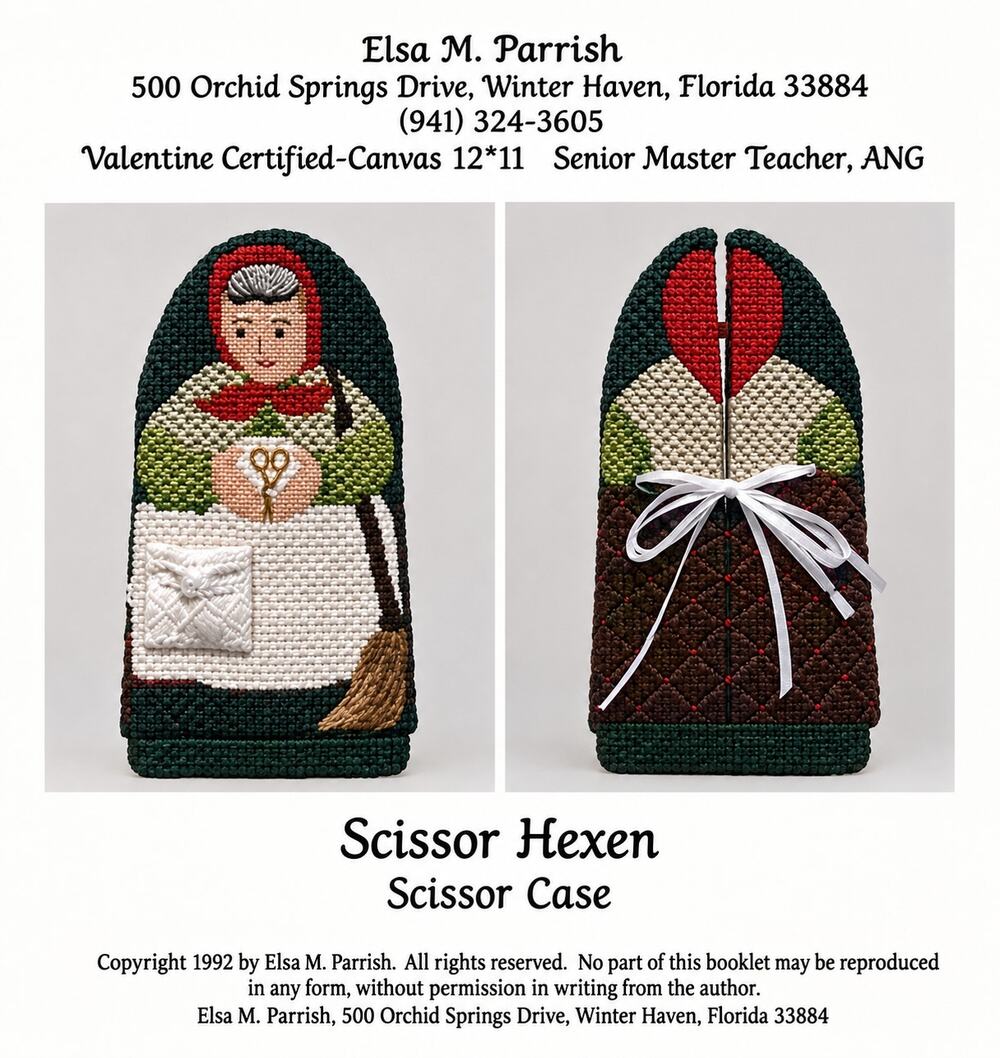 Vintage HTF Elsa M. Parrish Scissor Helen Needlepoint Case Pattern OOP